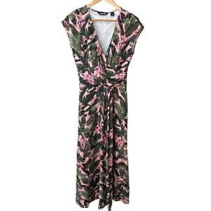 Lands End Womens Tropical Leaf Print Wrap Maxi Dress Size SMALL Resort Vacation